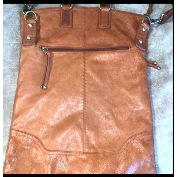 Sabina New York Genuine Leather Tan Crossbody Bag - Picture 2 of 14